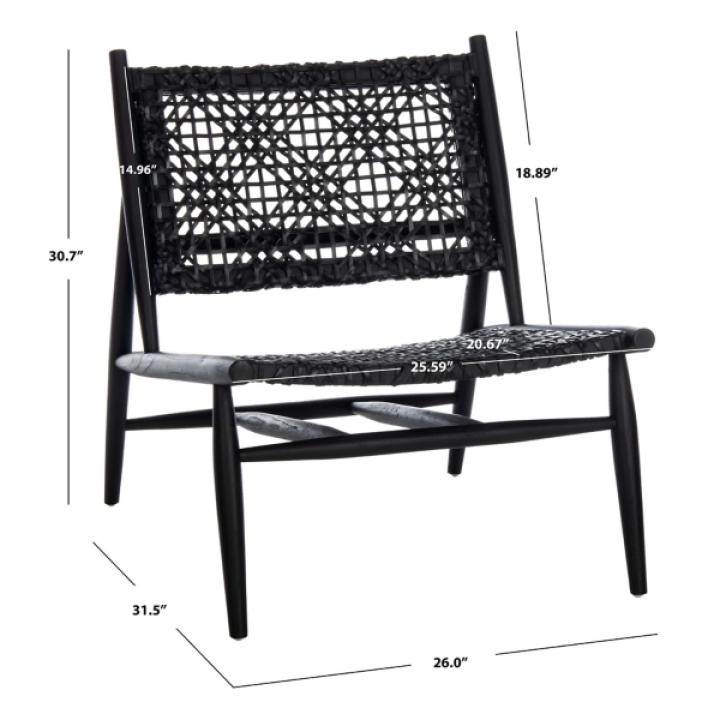Black Leather Woven Accent Chair