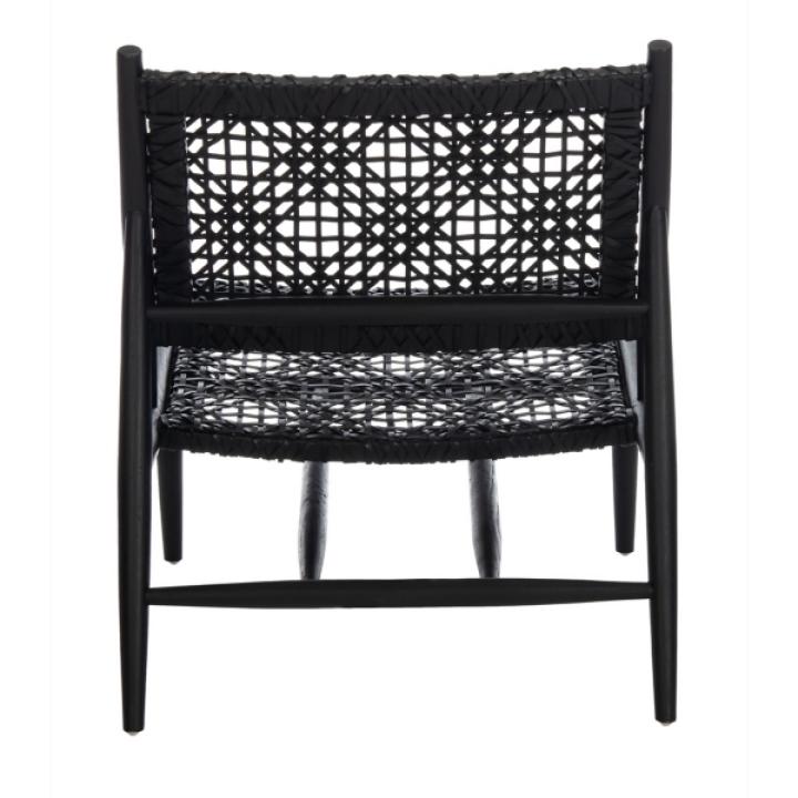 Black Leather Woven Accent Chair