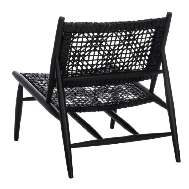 Black Leather Woven Accent Chair