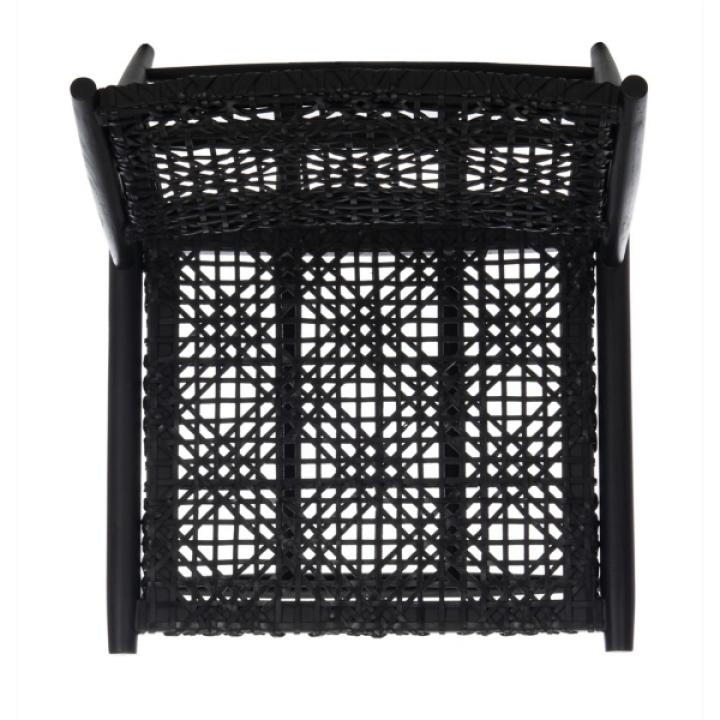 Black Leather Woven Accent Chair