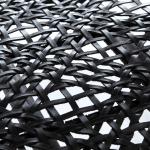 Black Leather Woven Accent Chair