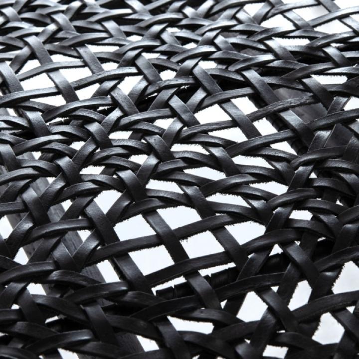 Black Leather Woven Accent Chair