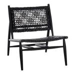 Black Leather Woven Accent Chair