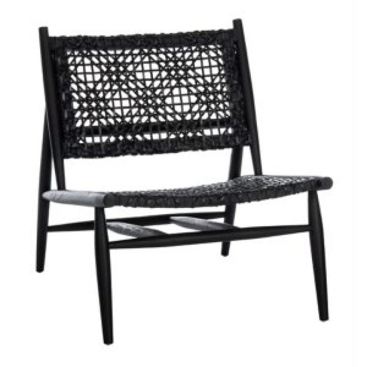 Black Leather Woven Accent Chair