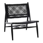 Black Leather Woven Accent Chair