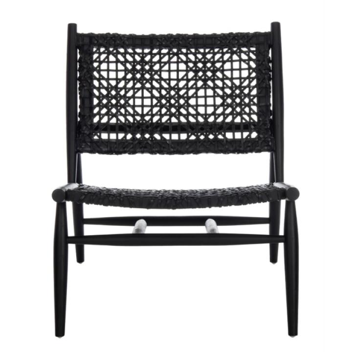 Black Leather Woven Accent Chair