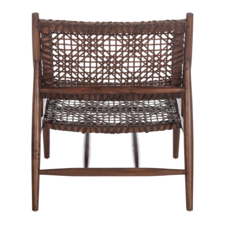 Brown Leather Woven Accent Chair