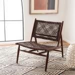 Brown Leather Woven Accent Chair