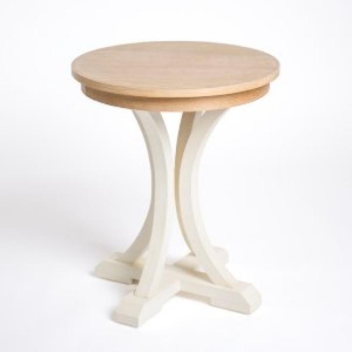 Natural & Cream Wood Bristol Round Accent Table