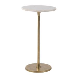 Gold White Modern Round Pedestal Accent Table