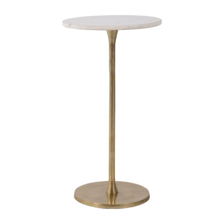 Gold White Modern Round Pedestal Accent Table