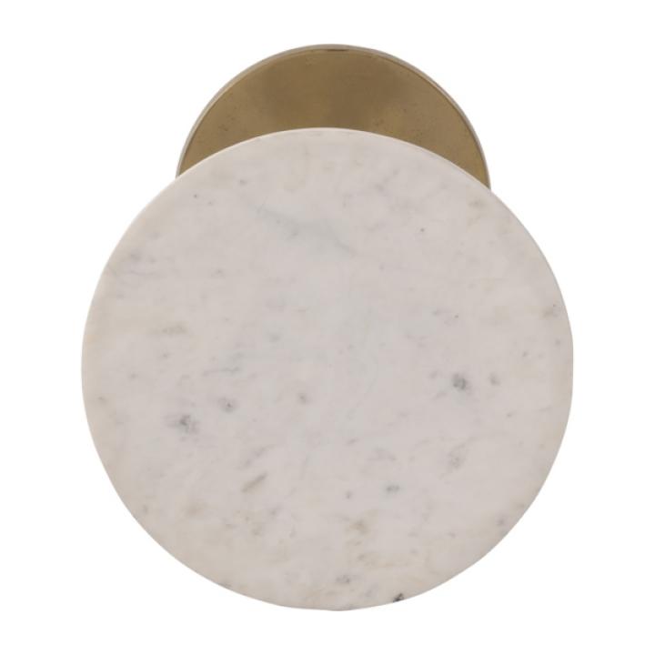 Gold White Modern Round Pedestal Accent Table