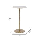 Gold White Modern Round Pedestal Accent Table