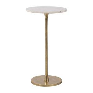 Gold White Modern Round Pedestal Accent Table