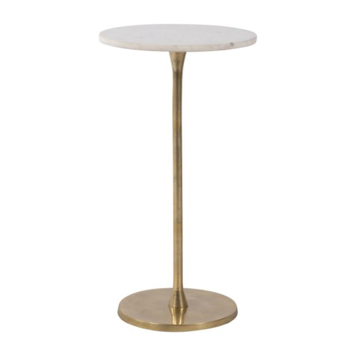 Gold White Modern Round Pedestal Accent Table