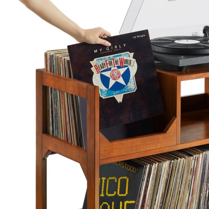 Asheville Walnut Record Player Stand, 47 in.