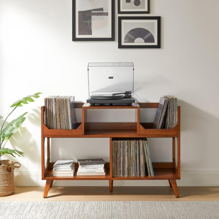 Asheville Walnut Record Player Stand, 47 in.