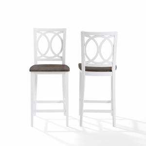 White Wood Charlotte Counter Stools, Set of 2