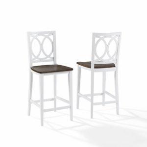 White Wood Charlotte Counter Stools, Set of 2