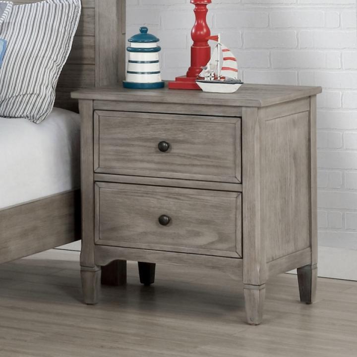 Graywash Wood 2-Drawer Lyla Nightstand
