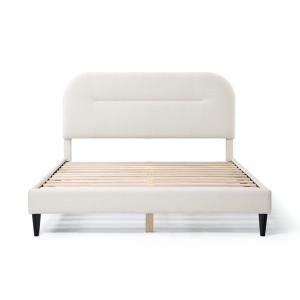 White Boucle Upholstered Sara Queen Bed