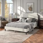 White Boucle Upholstered Sara Queen Bed