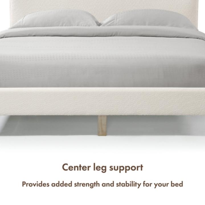 White Boucle Upholstered Sara Queen Bed