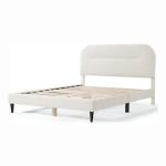 White Boucle Upholstered Sara Queen Bed