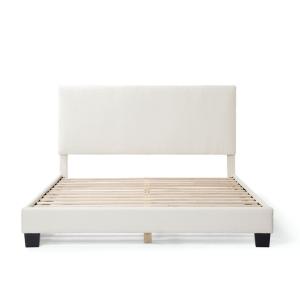 White Boucle Karson Queen Platform Bed