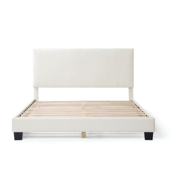 White Boucle Karson Queen Platform Bed