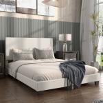 White Boucle Karson Queen Platform Bed