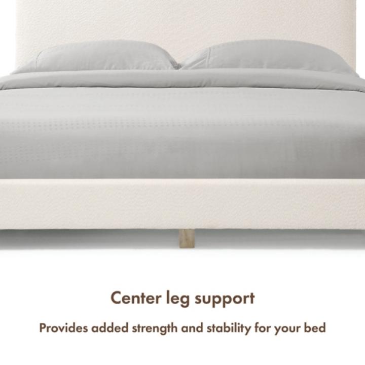 White Boucle Karson Queen Platform Bed