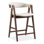 White Boucle Wood Penny Counter Stools, Set of 2