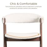 White Boucle Wood Penny Counter Stools, Set of 2