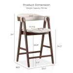 White Boucle Wood Penny Counter Stools, Set of 2