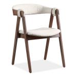 White Boucle Wood Penny Dining Chairs, Set of 2