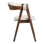 White Boucle Wood Penny Dining Chairs, Set of 2