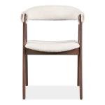 White Boucle Wood Penny Dining Chairs, Set of 2