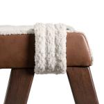 White Boucle Wood Penny Dining Chairs, Set of 2