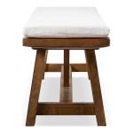 Ivory Upholstered Rustic Wood Katie Dining Bench