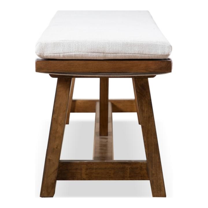 Ivory Upholstered Rustic Wood Katie Dining Bench