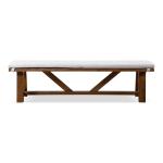 Ivory Upholstered Rustic Wood Katie Dining Bench