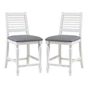 White Upholstered Claire Counter Stools, Set of 2