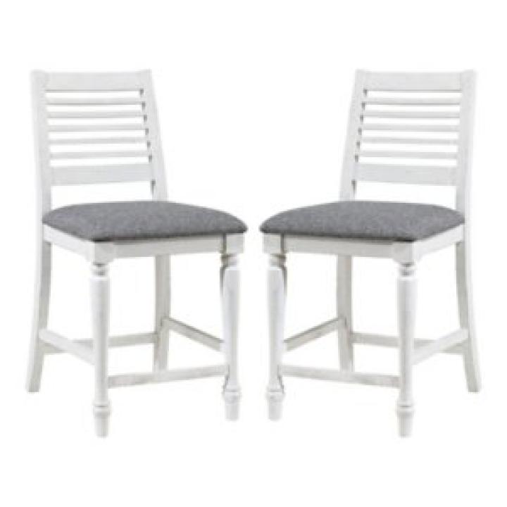 White Upholstered Claire Counter Stools, Set of 2