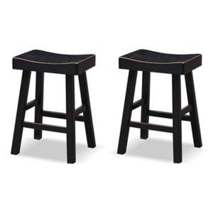 Black Backless Cooper Counter Stools, Set of 2