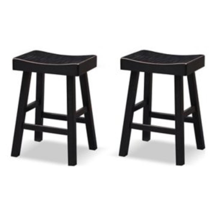 Black Backless Cooper Counter Stools, Set of 2