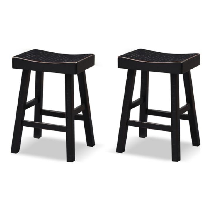 Black Backless Cooper Counter Stools, Set of 2
