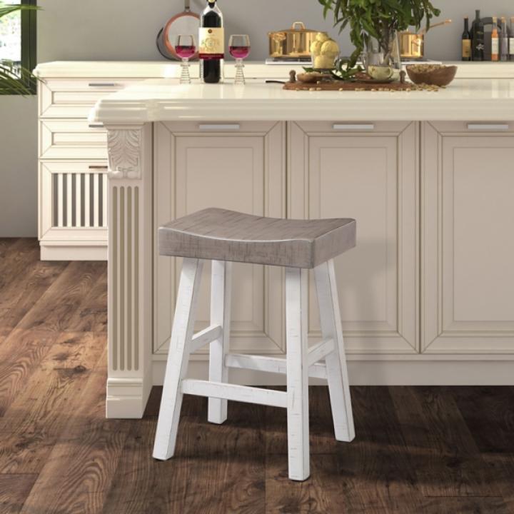 Gray & White Cooper Counter Stools, Set of 2