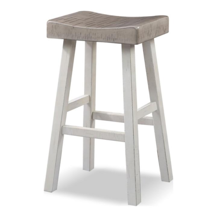 Gray & White Backless Cooper Bar Stools, Set of 2