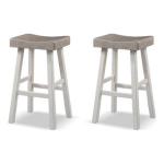 Gray & White Backless Cooper Bar Stools, Set of 2